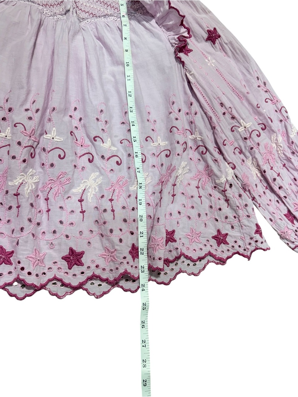 LoveShackFancy Kassie Embroidered Peasant Blouse Top Women’s Small Long Sleeve - Picture 4 of 12